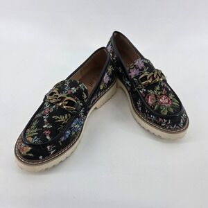 Hey Girl by Corky's Floral Tapestry Loafers Chunky Chain Accent Womens Size 10
